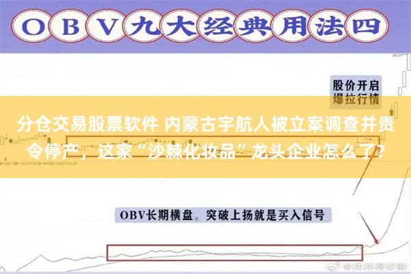 分仓交易股票软件 内蒙古宇航人被立案调查并责令停产，这家“沙棘化妆品”龙头企业怎么了？